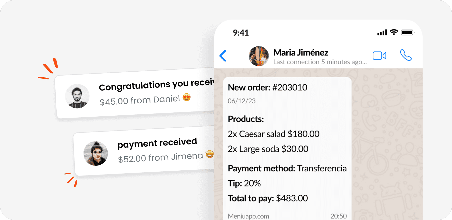 Recibe pedidos en WhatsApp con Meniu
