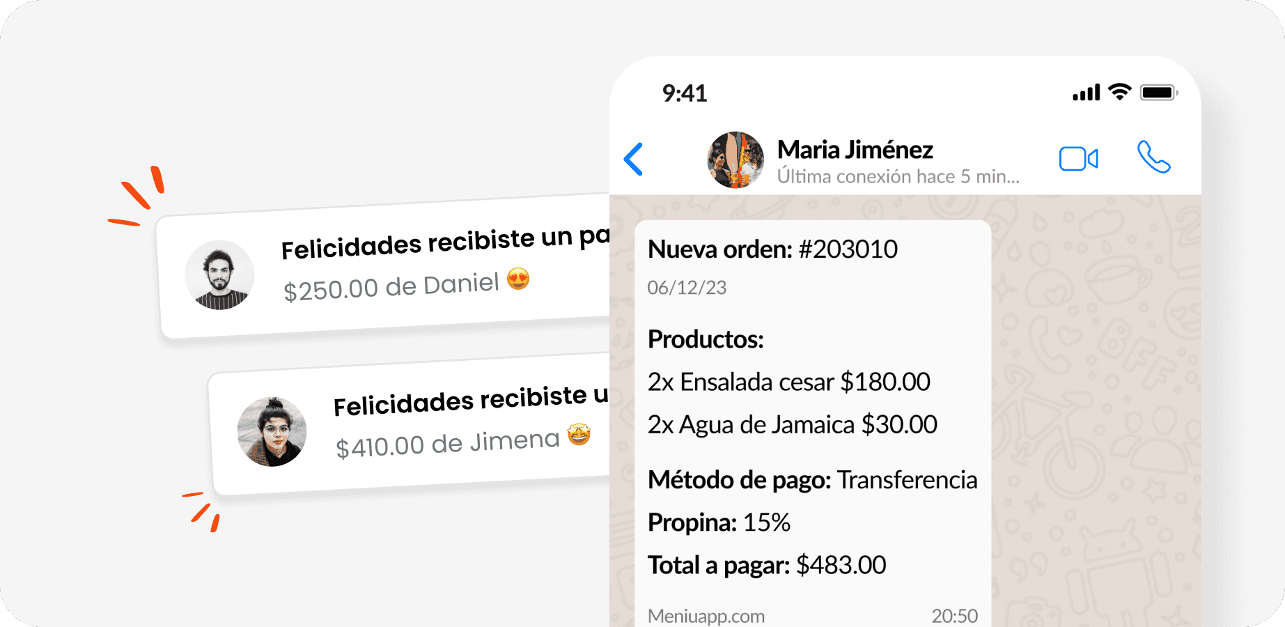 Recibe pedidos en WhatsApp con Meniu